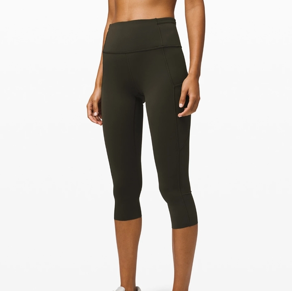 Lululemon Fast and Free Crop 19" Dark Olive - Picture 1 of 7